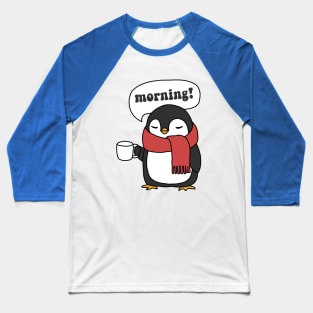 Penguin Drinking Coffee Baseball T-Shirt